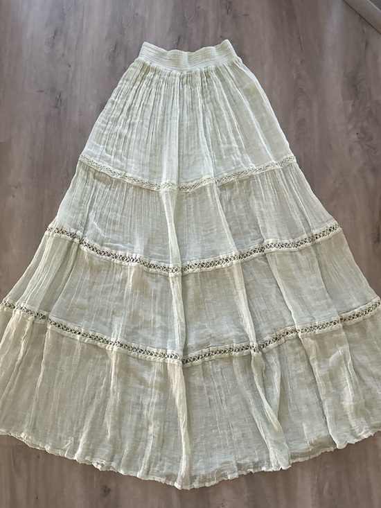 Free People Dresses & Skirts - Jen’s Pirate Booty Free People Aloe Pale Green Cotton Gauze Tiered Boho Skirt S